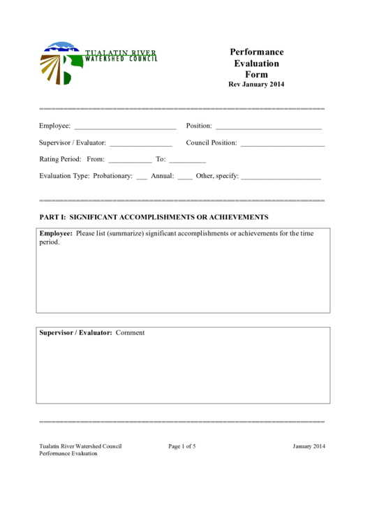 Performance Evaluation Form Printable pdf
