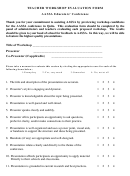 Aassa Educators' Conference Teacher Workshop Evaluation Form