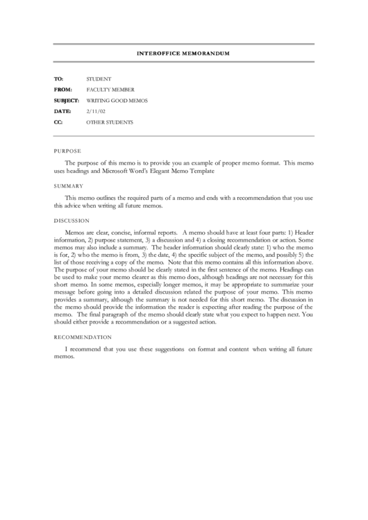 Interoffice Memorandum Printable pdf