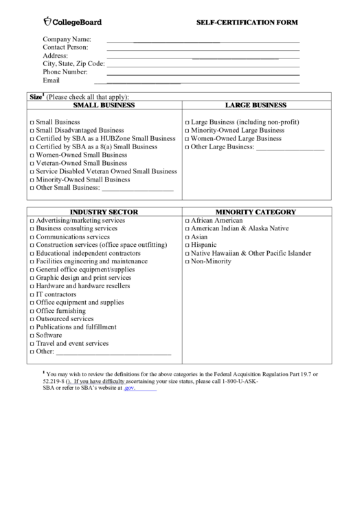 College Board Self-Certification Form Printable pdf