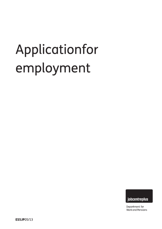 Uk Application Form For Employment Printable pdf