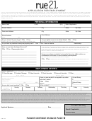 Rue21 Application Form For Employment