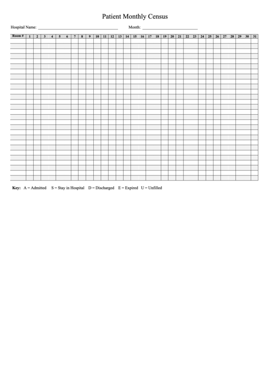 Patient Monthly Census Printable pdf