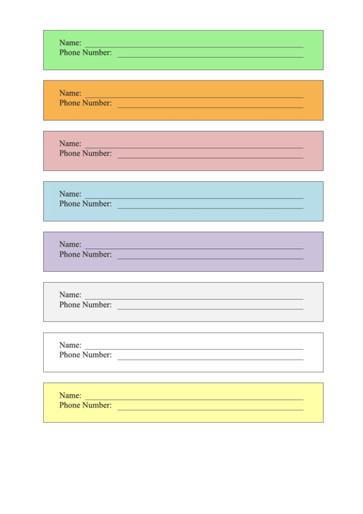 Contacts List - Color Printable pdf