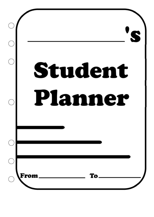 Black And White Student Planner Cover Page Template Printable pdf