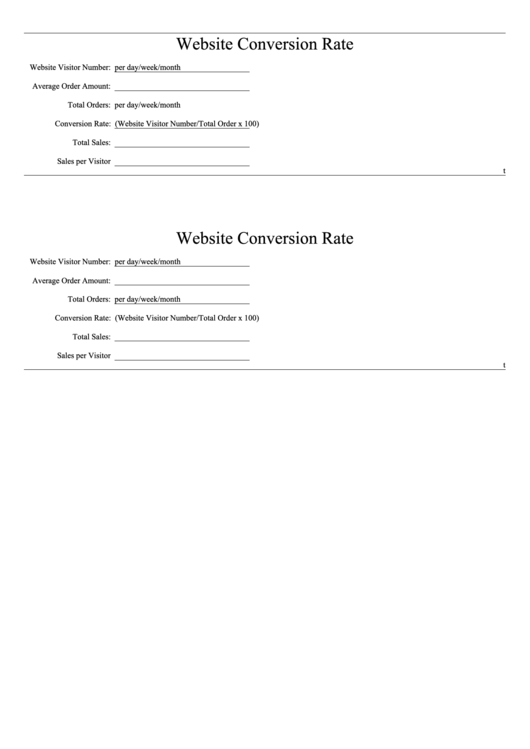 Website Conversion Rate Log Printable pdf