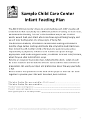 Sample Child Care Center Infant Feeding Plan Printable pdf