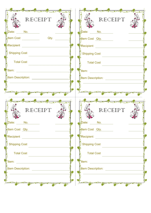 Floral Receipt Template Printable pdf
