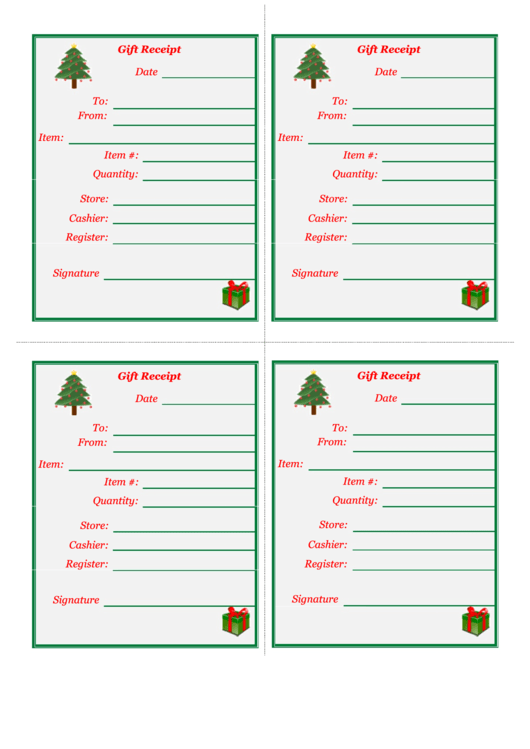 Christmas Gift Receipt Template printable pdf download