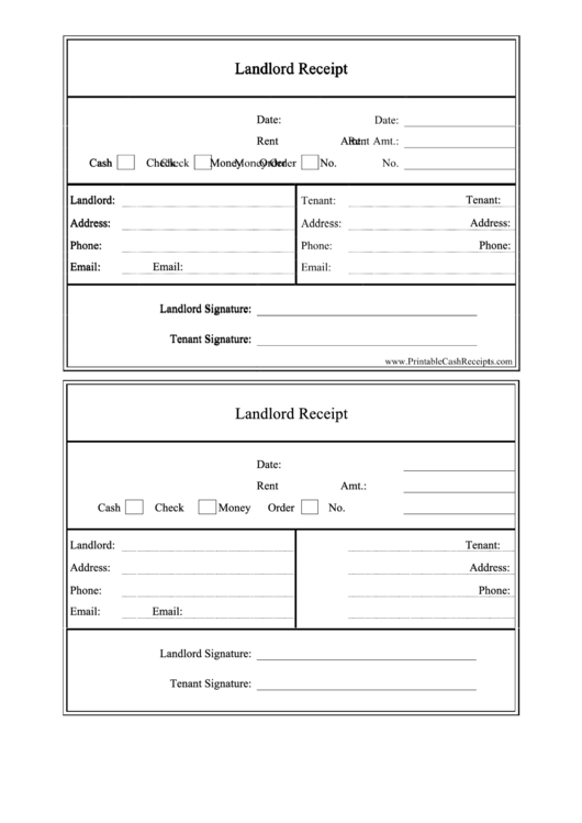 Landlord Receipt Printable pdf