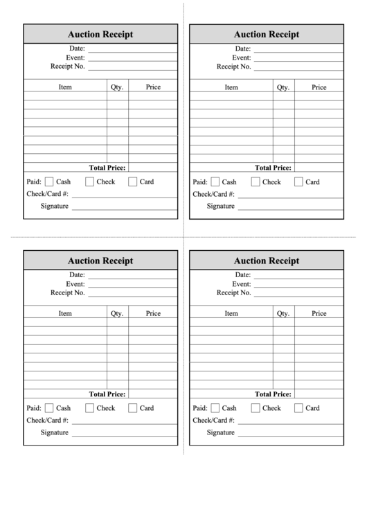 Silent Auction Receipt Template