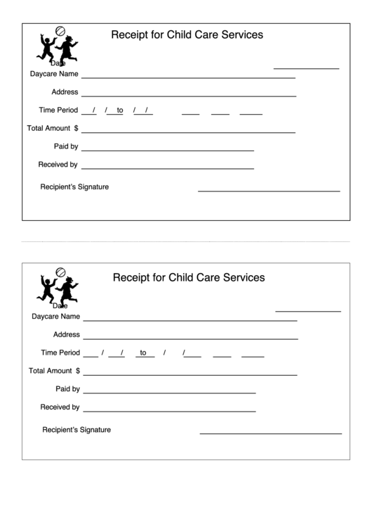 Receipt Template For Child Care Services Printable pdf
