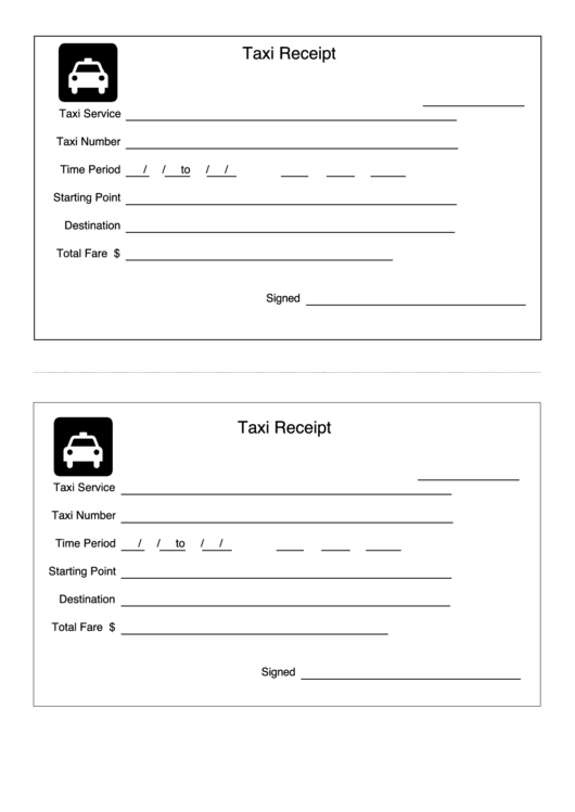 Taxi Receipt Template Printable pdf