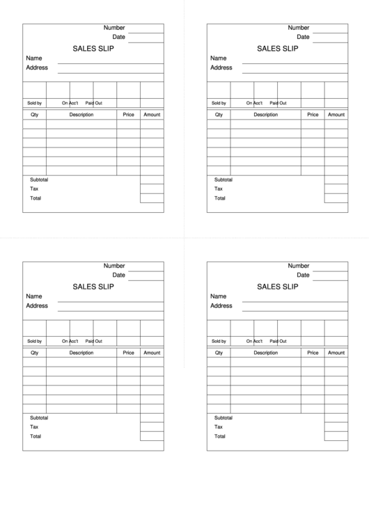 Sales Slip Template Printable pdf