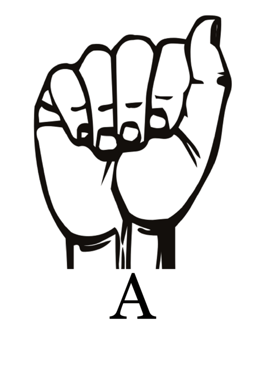 Letter A Sign Language Template Printable pdf