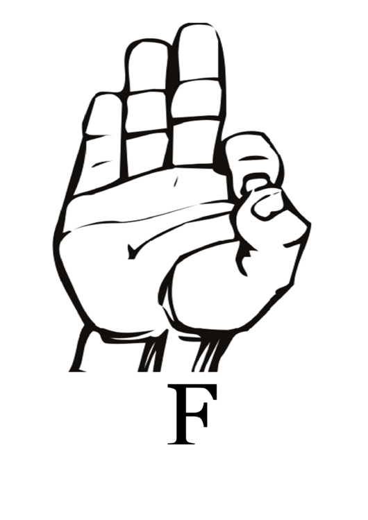 Letter F Sign Language Template Printable pdf