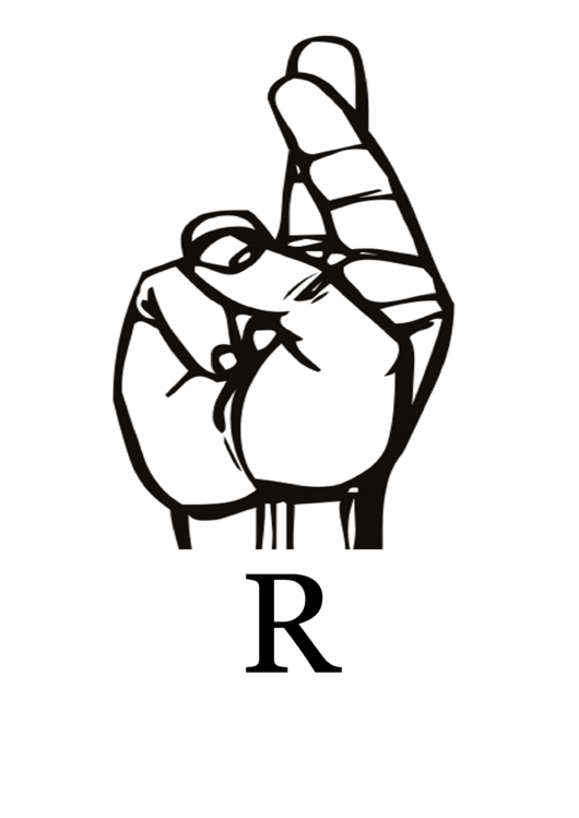 Letter R Sign Language Template Printable pdf