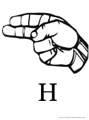 Letter H Sign Language Template