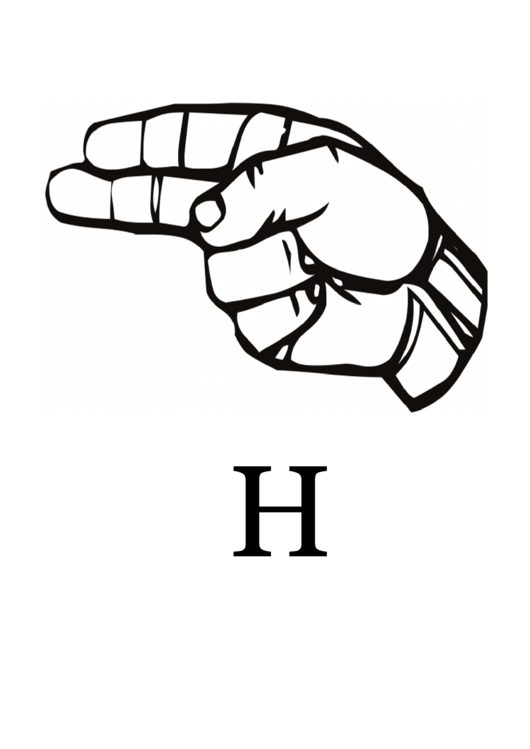 Letter H Sign Language Template Printable pdf