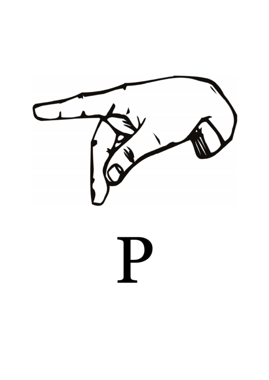Letter P Sign Language Template Printable pdf