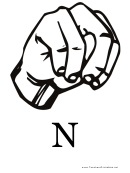 Letter N Sign Language Template