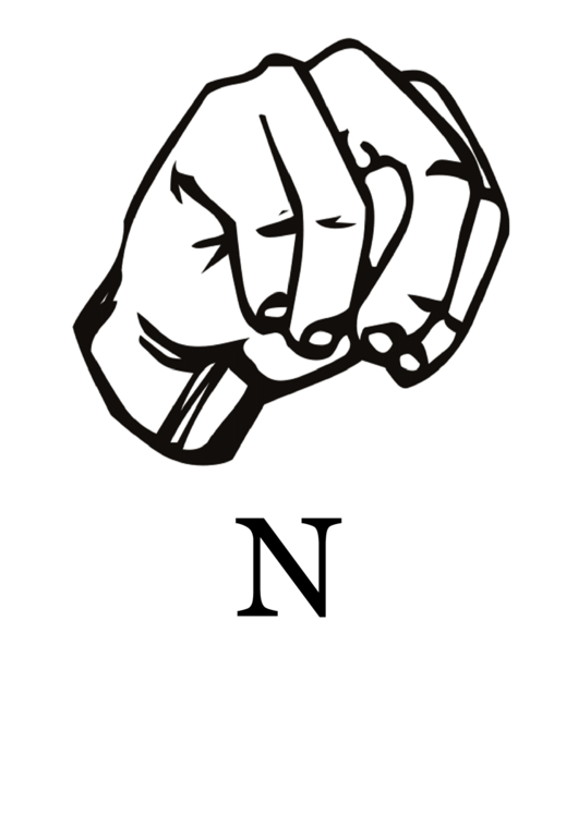 Letter N Sign Language Template Printable pdf