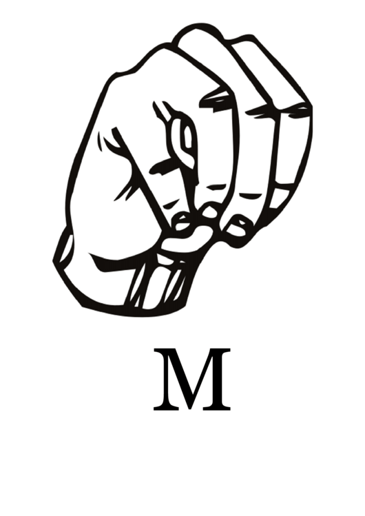 Letter M Sign Language Template Printable pdf