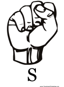 Letter S Sign Language Template