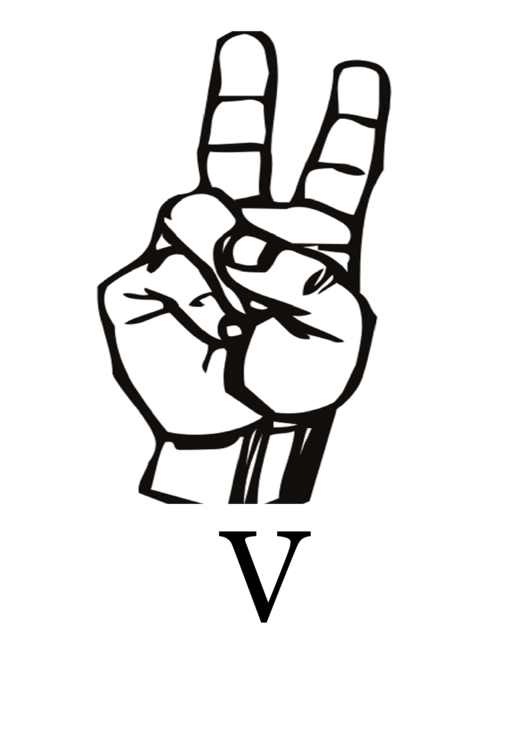Letter V Sign Language Template Printable pdf