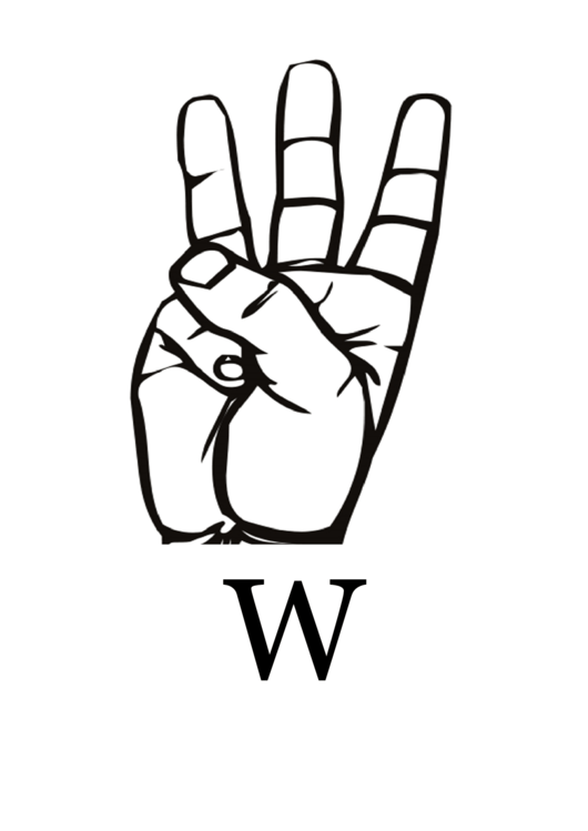 Letter W Sign Language Template