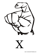 Letter X Sign Language Template