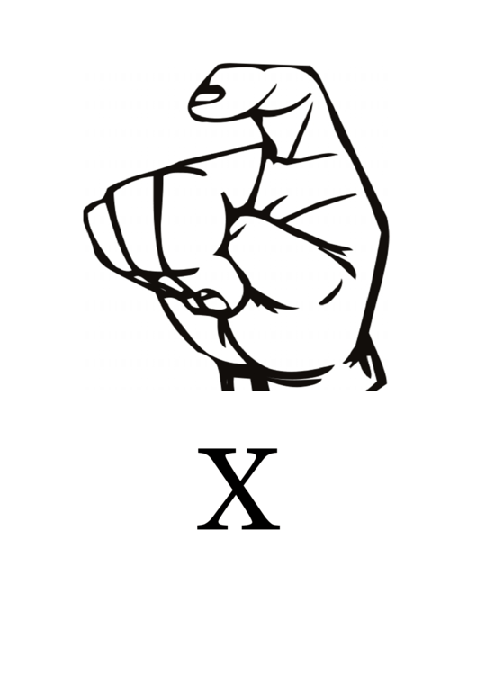 Letter X Sign Language Template Printable pdf