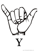 Letter Y Sign Language Template
