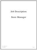 Store Manager Job Description Template
