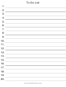 Numbered To Do List Template