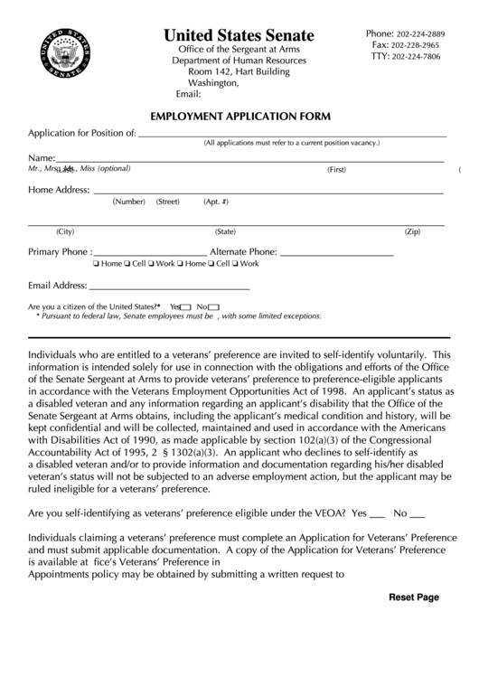 Fillable Employment Application Form Printable pdf
