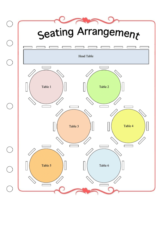 Wedding Seating Arrangement Template Printable pdf