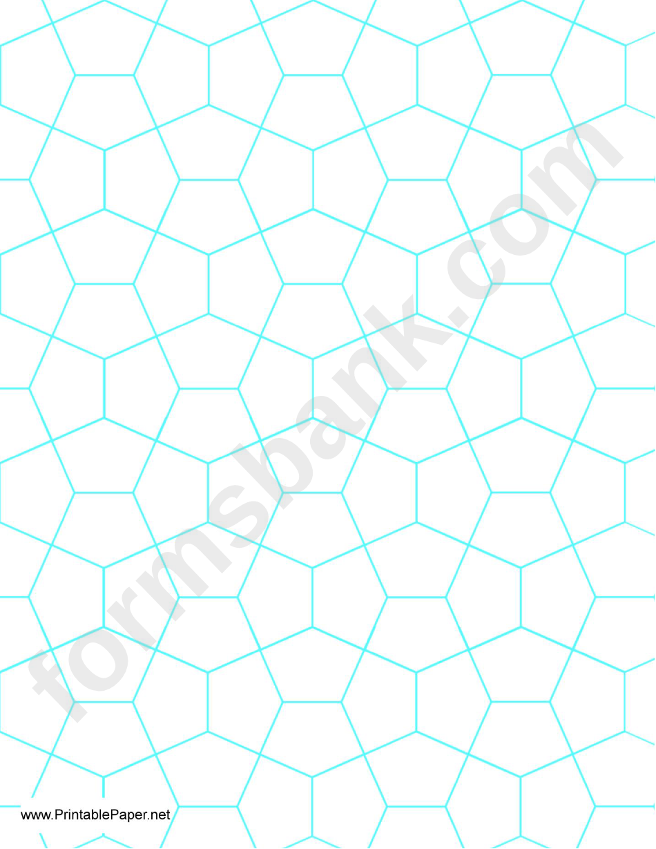 Aquamarine Hexagonal Graph Paper