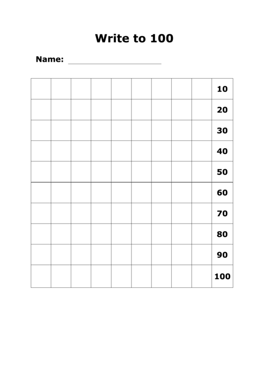 Write To 100 Chart Tens Printable pdf