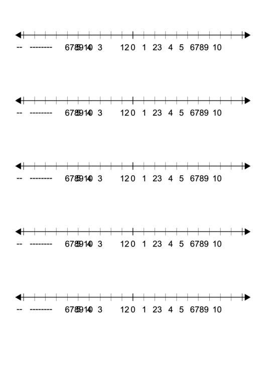 -10 To 10 Number Line Template - Bottom Printable pdf