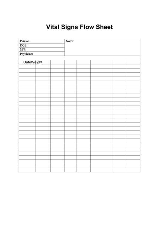 Vital Signs Flow Sheet Printable pdf