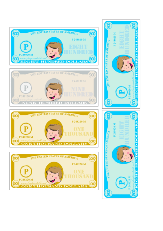 Play-Dollar Templates - Thousands Printable pdf
