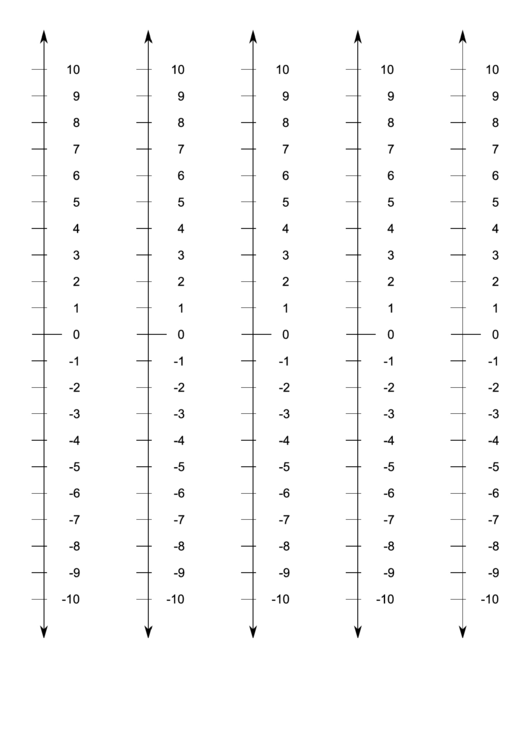 Number Line - Vertical Printable pdf