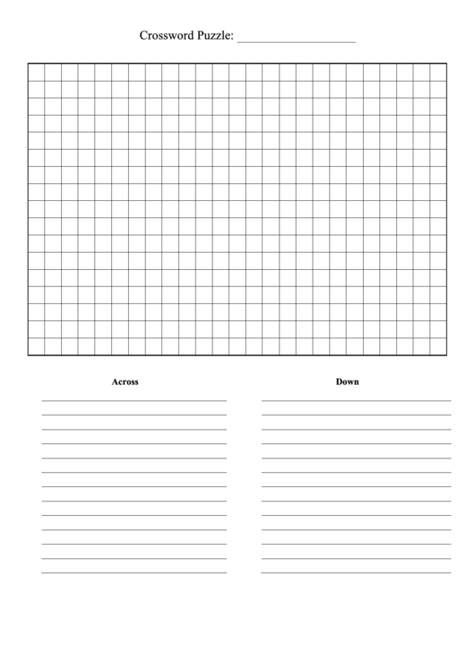 Fillable Blank Crossword Puzzle Paper Printable pdf