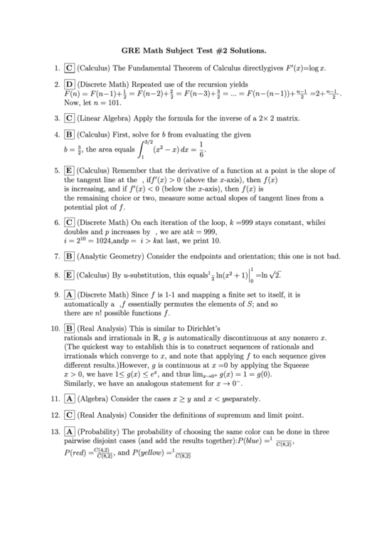 Gre Math Subject Worksheet Printable Pdf Download