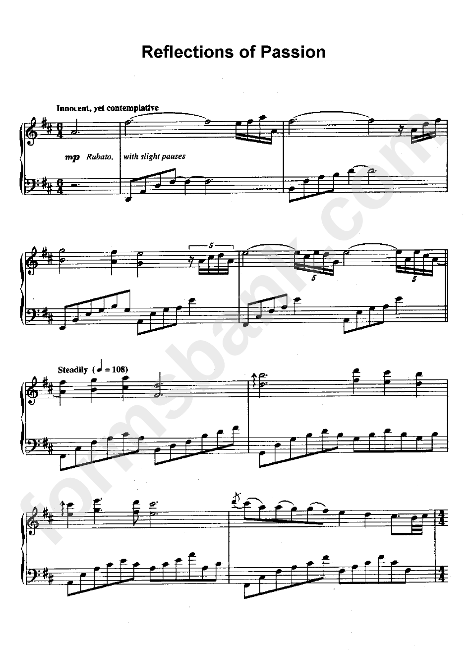 Reflections Of Passion Music Sheet