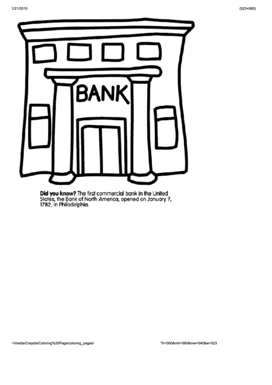 Crayola Bank Coloring Sheet printable pdf download