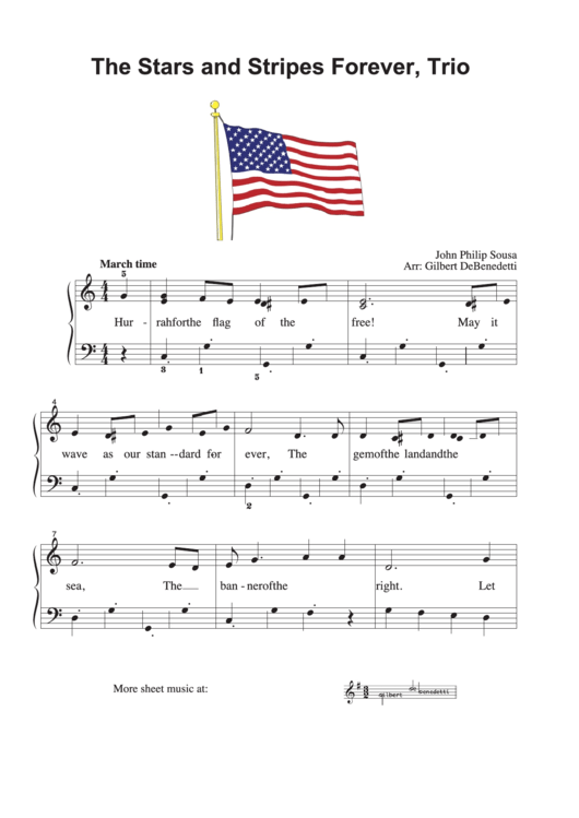 The Stars And Stripes Forever, Trio Music Sheet Printable pdf