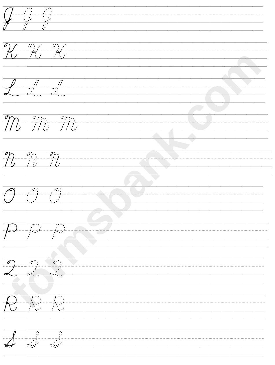 Cursive Handwriting Practice - Capital Letters Sheet