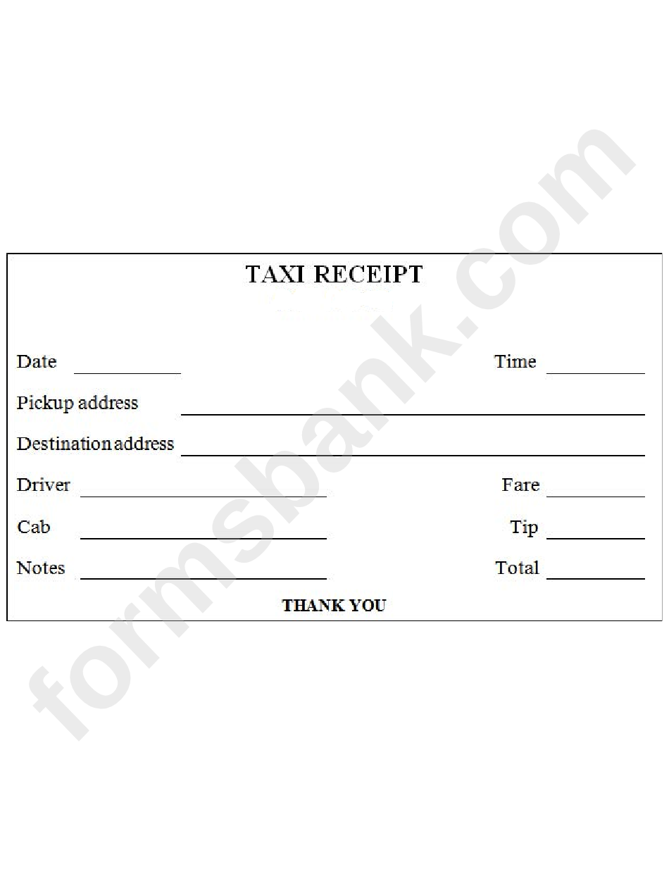 Taxi Receipt Template